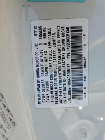 2012 Honda Cr-Z Ex VIN: JHMZF1D64CS005137 Lot: 49581524