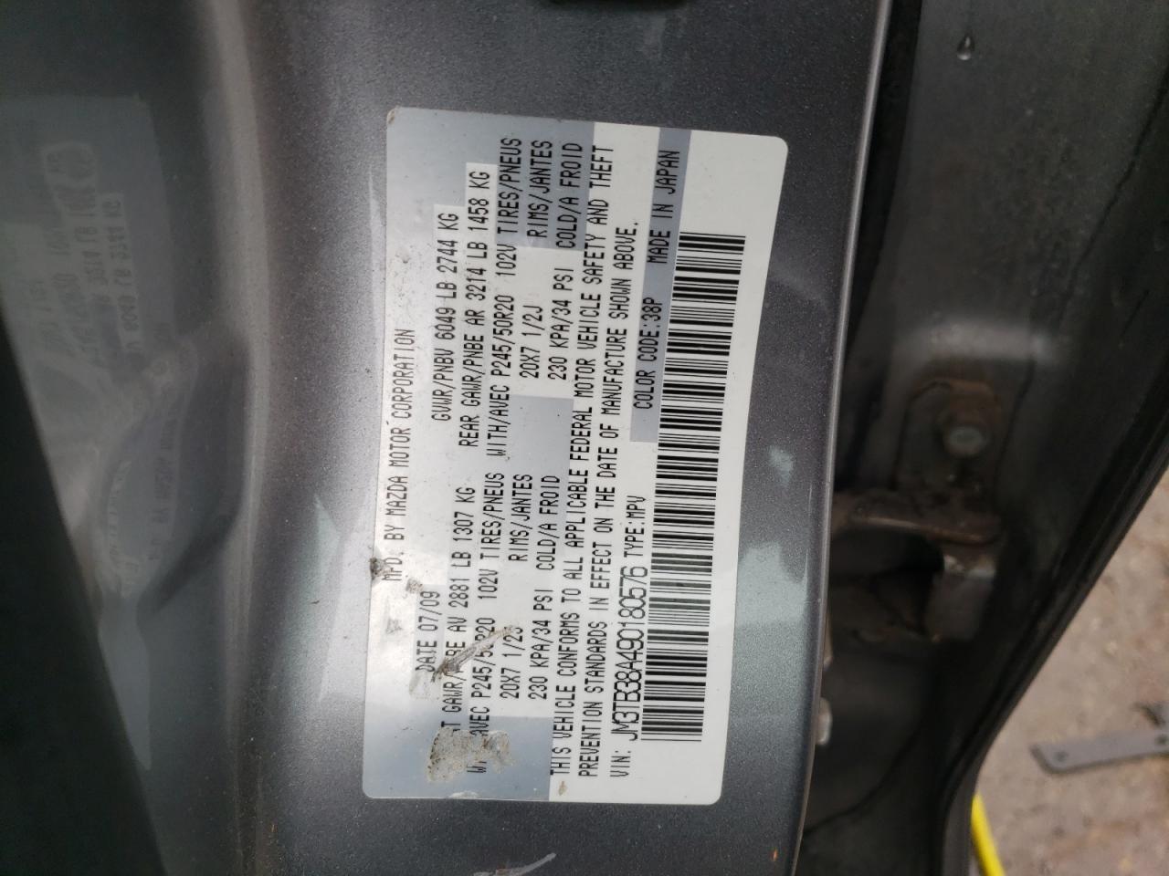 JM3TB38A490180576 2009 Mazda Cx-9