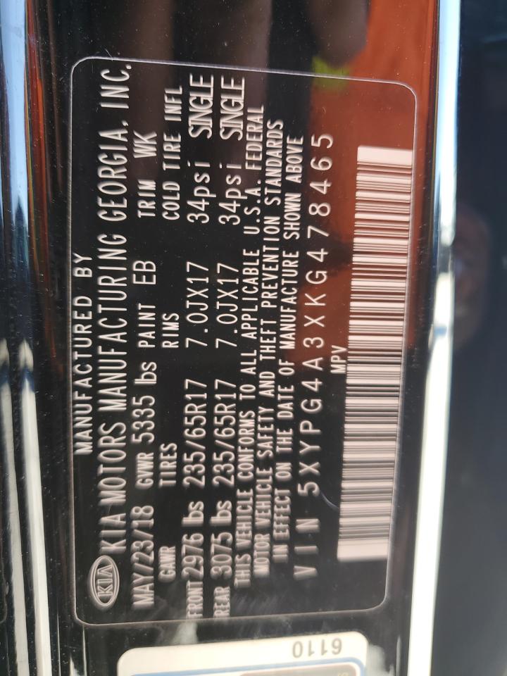 5XYPG4A3XKG478465 2019 Kia Sorento L