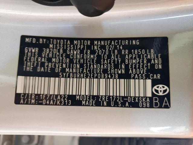 2014 Toyota Corolla L VIN: 5YFBURHE2EP089438 Lot: 51881964