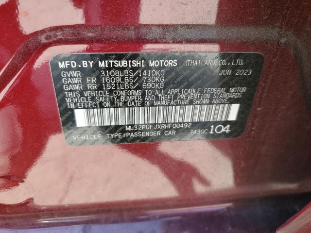 2024 Mitsubishi Mirage G4 Es VIN: ML32FUFJXRHF00492 Lot: 52874914