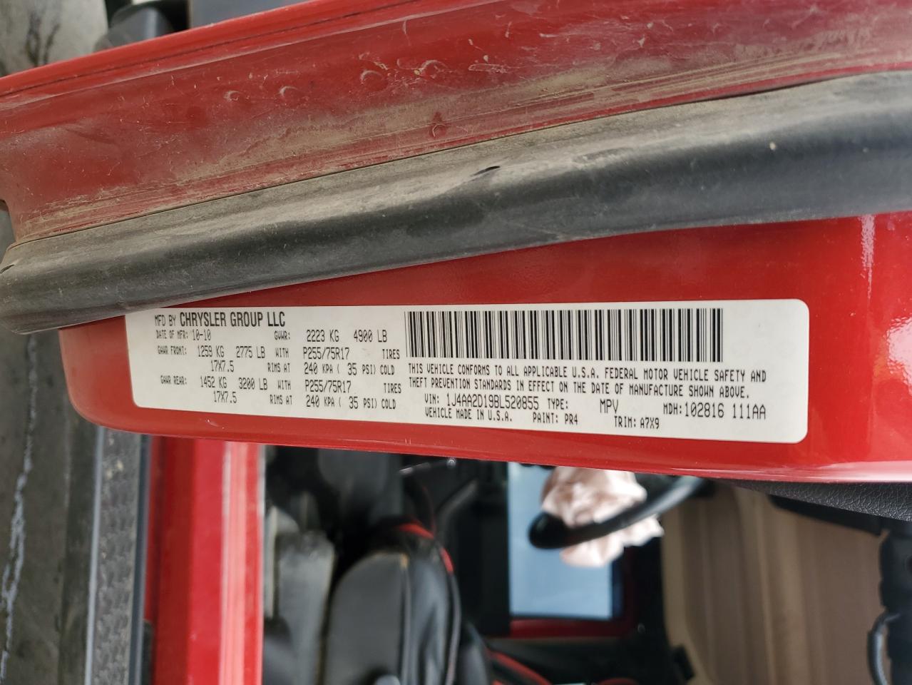 1J4AA2D19BL520855 2011 Jeep Wrangler Sport