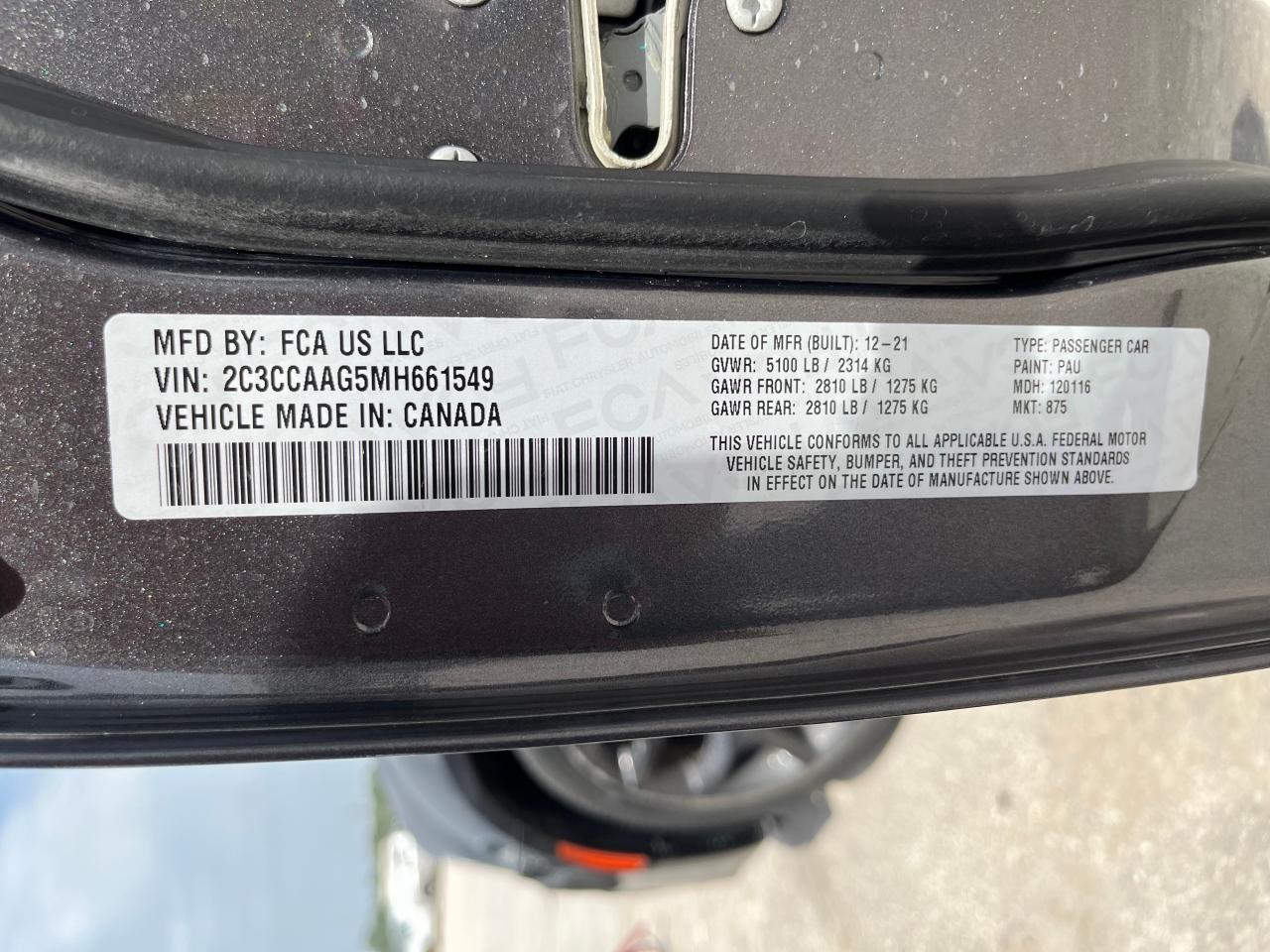 2C3CCAAG5MH661549 2021 Chrysler 300 Touring