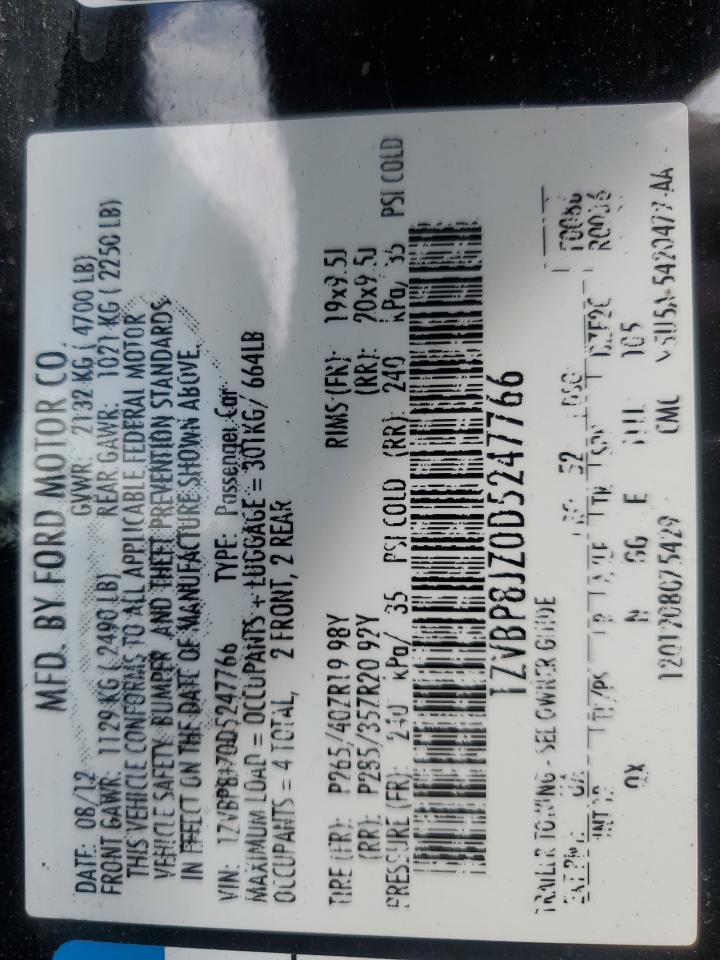 1ZVBP8JZ0D5247766 2013 Ford Mustang Shelby Gt500