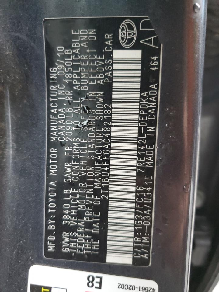 2T1BU4EE6AC482182 2010 Toyota Corolla Base