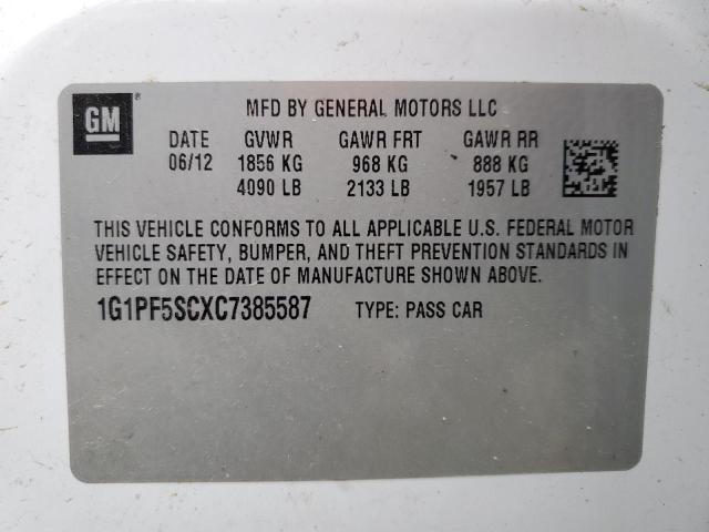 2012 Chevrolet Cruze Lt VIN: 1G1PF5SCXC7385587 Lot: 50863934