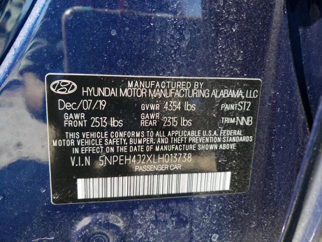 2020 Hyundai Sonata Limited VIN: 5NPEH4J2XLH013738 Lot: 52164944