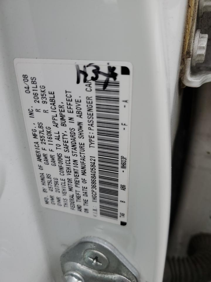 1HGCP36868A058421 2008 Honda Accord Exl