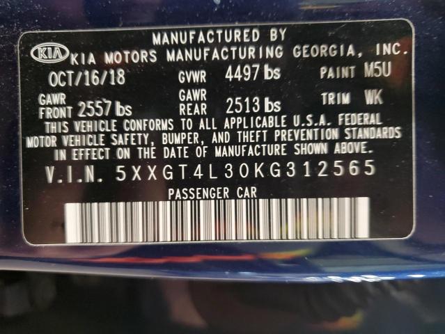 2019 Kia Optima Lx VIN: 5XXGT4L30KG312565 Lot: 52360544