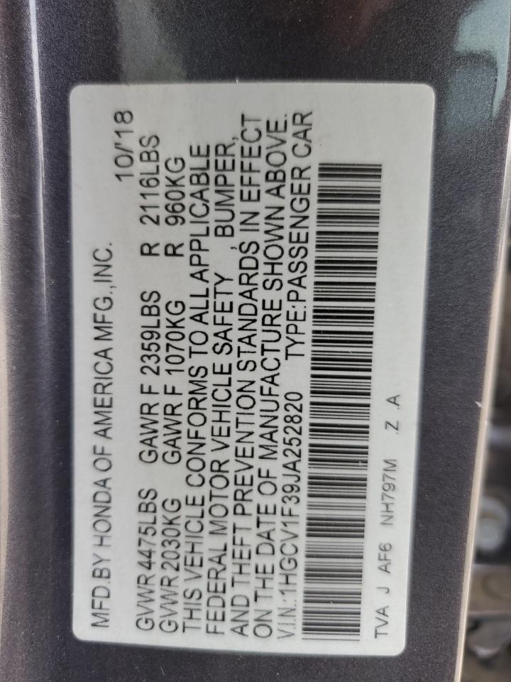 1HGCV1F39JA252820 2018 Honda Accord Sport