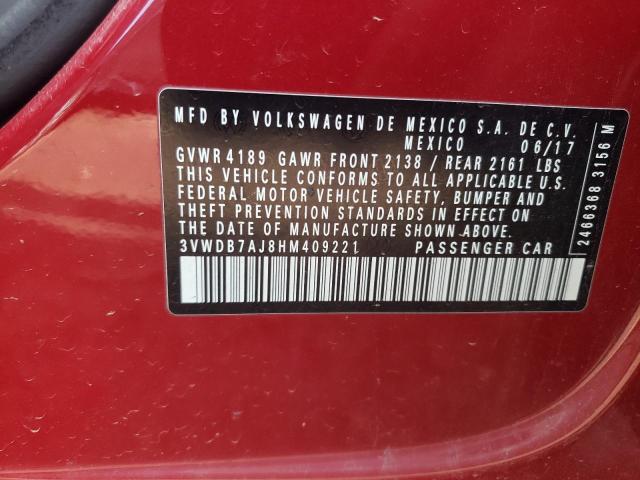 2017 Volkswagen Jetta Se VIN: 3VWDB7AJ8HM409221 Lot: 50803224