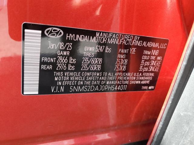 2023 Hyundai Santa Fe Sel VIN: 5NMS2DAJ0PH544011 Lot: 50289394