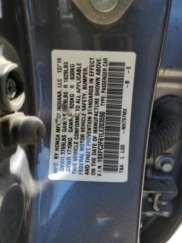 2020 Honda Civic Lx VIN: 19XFC2F61LE203550 Lot: 51608804