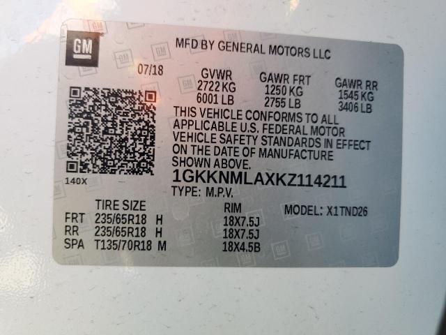 Lot #2510587731 2019 GMC ACADIA SLT salvage car
