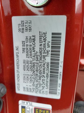 2019 Honda Cr-V Exl VIN: 5J6RW1H89KL004890 Lot: 51636194