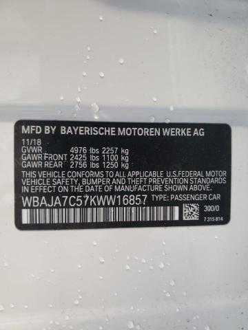 2019 BMW 530 Xi VIN: WBAJA7C57KWW16857 Lot: 50319264