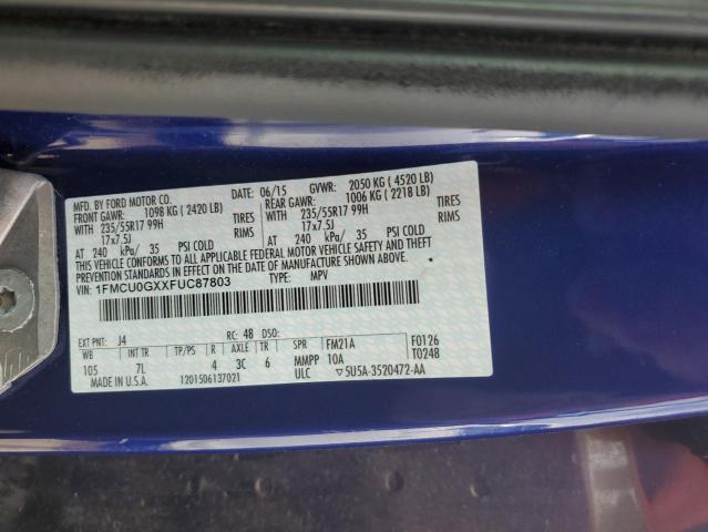 2015 Ford Escape Se VIN: 1FMCU0GXXFUC87803 Lot: 49876654