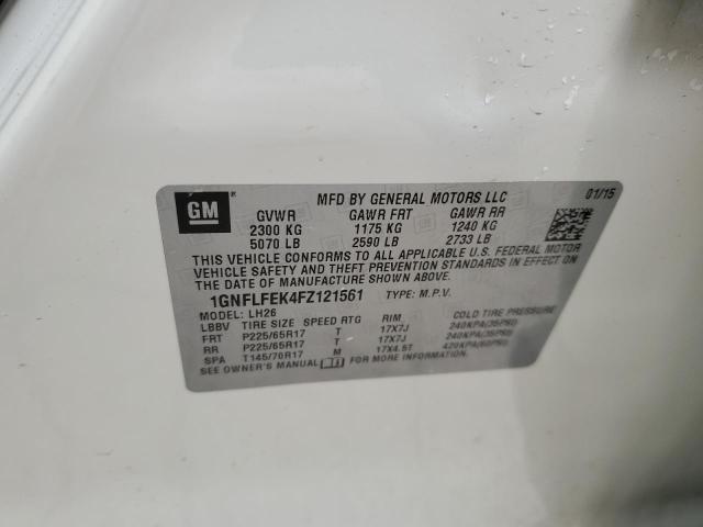 2015 Chevrolet Equinox Lt VIN: 1GNFLFEK4FZ121561 Lot: 48257734