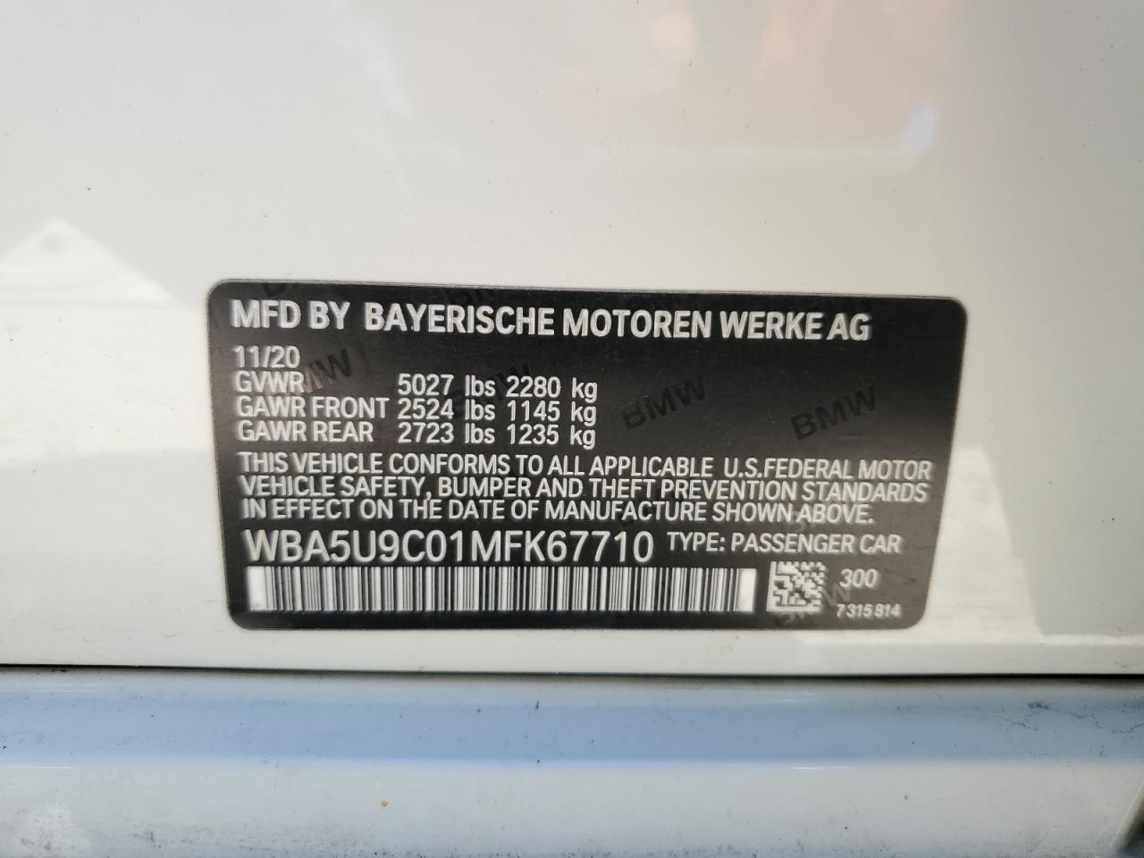 WBA5U9C01MFK67710 2021 BMW M340Xi