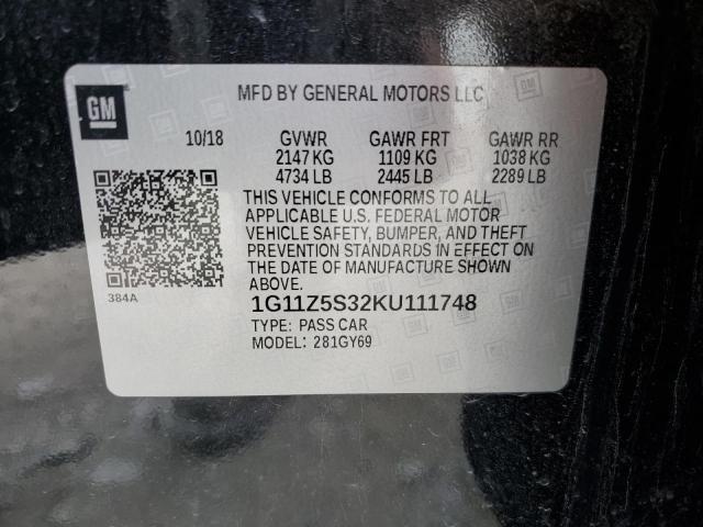 2019 Chevrolet Impala Lt VIN: 1G11Z5S32KU111748 Lot: 51927634