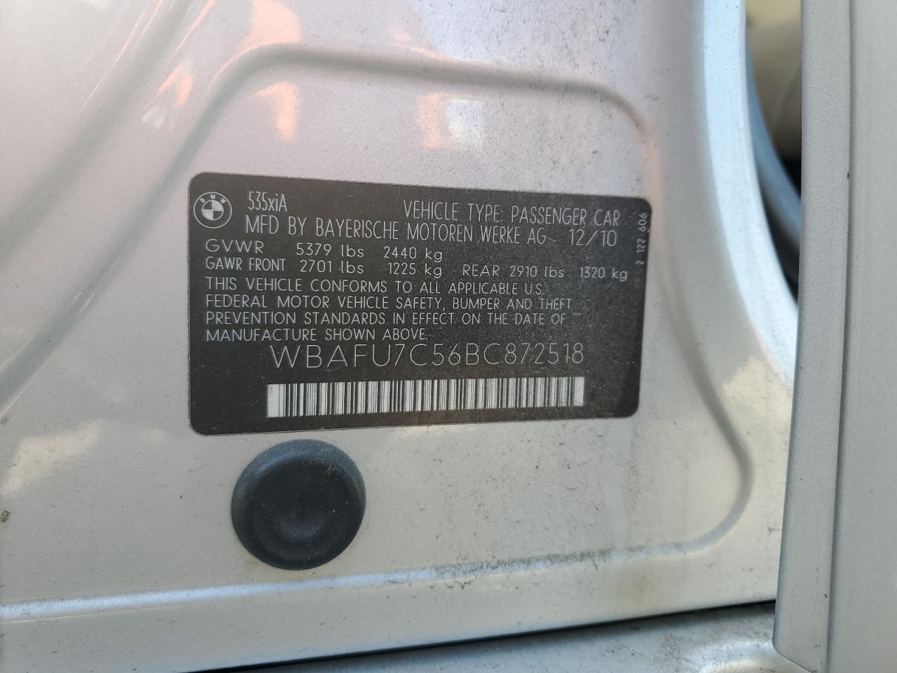 WBAFU7C56BC872518 2011 BMW 535 Xi