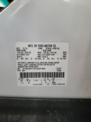 2016 Ford Explorer Platinum VIN: 1FM5K8HT4GGD27429 Lot: 50535474