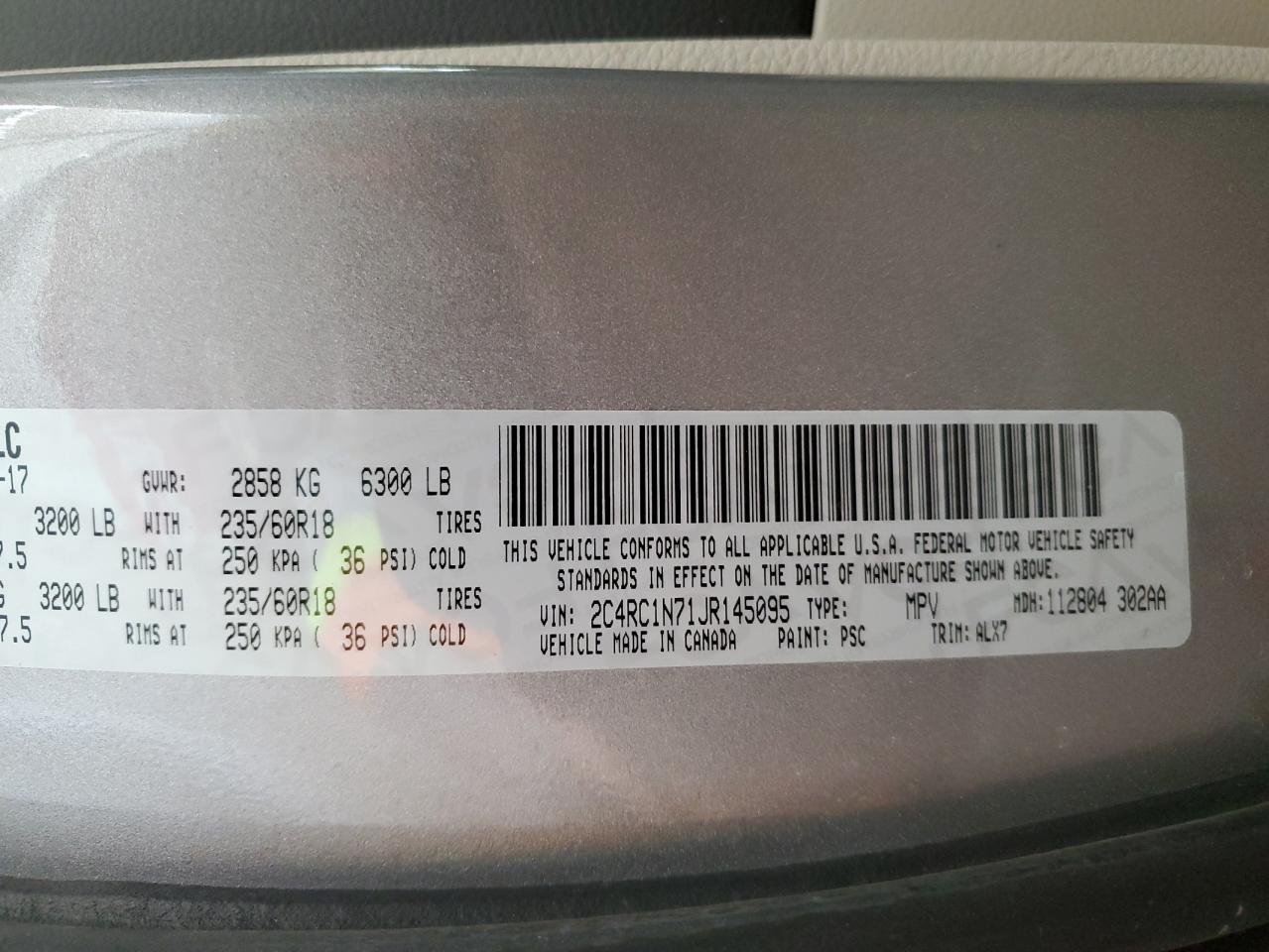 2C4RC1N71JR145095 2018 Chrysler Pacifica Hybrid Limited