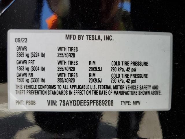 2023 Tesla Model Y VIN: 7SAYGDEE5PF889208 Lot: 50067264