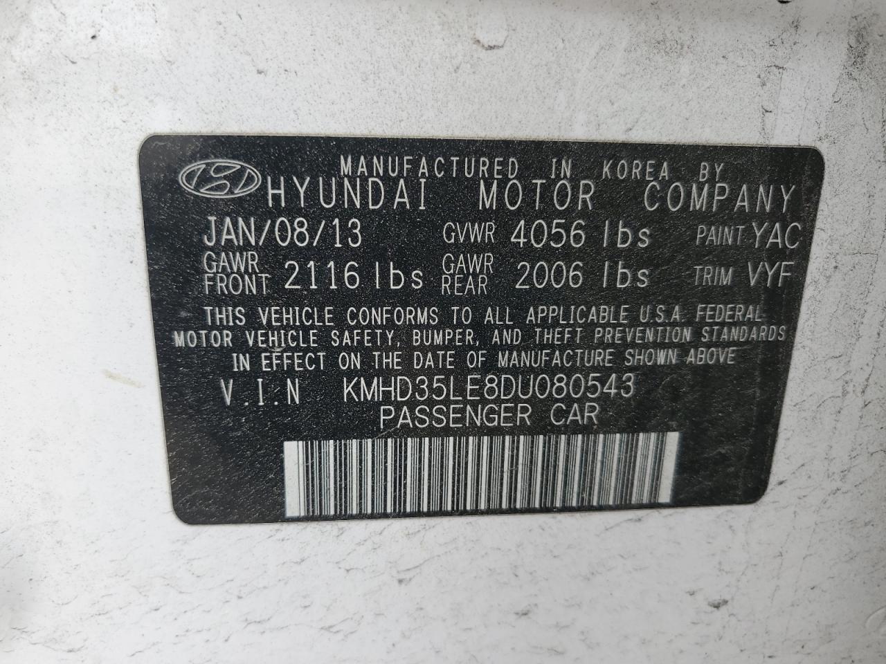 KMHD35LE8DU080543 2013 Hyundai Elantra Gt