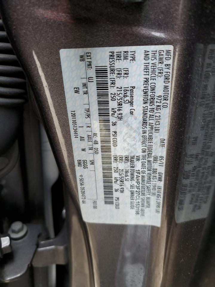 1FAHP3F27CL153198 2012 Ford Focus Se