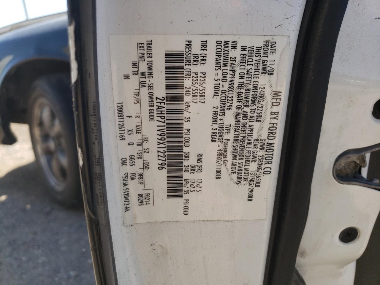 2FAHP71V99X122796 2009 Ford Crown Victoria Police Interceptor