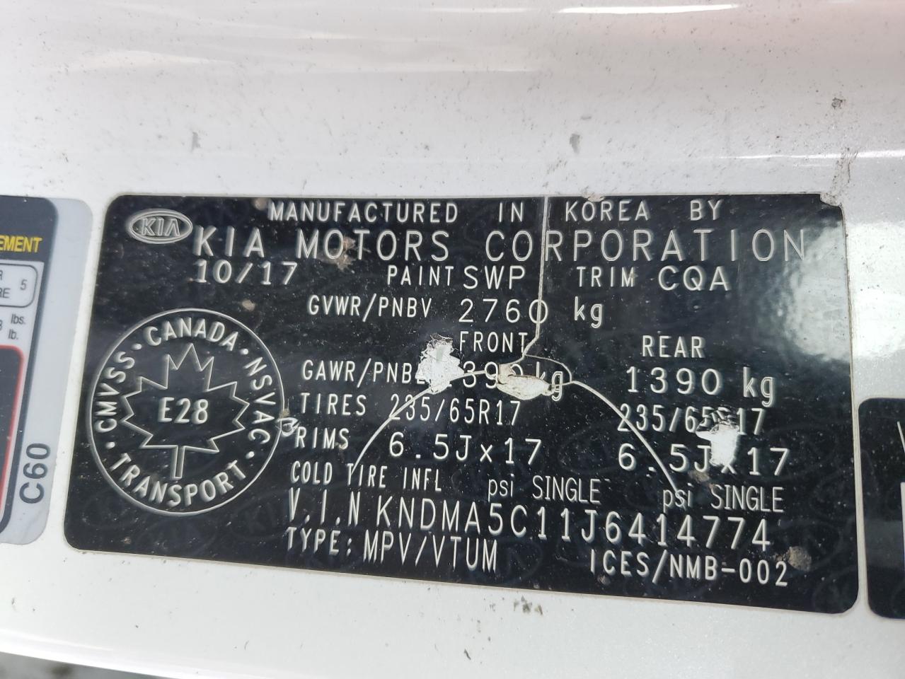 KNDMA5C11J6414774 2018 Kia Sedona L