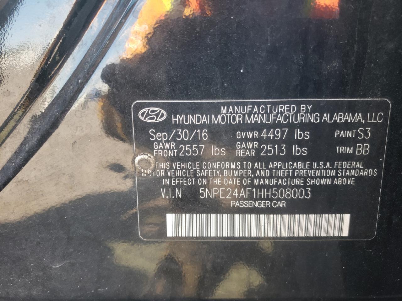 5NPE24AF1HH508003 2017 Hyundai Sonata Se