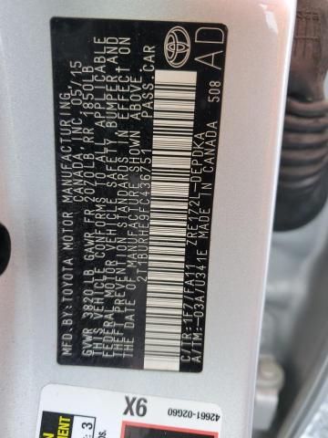 2015 TOYOTA COROLLA L - 2T1BURHE9FC436751