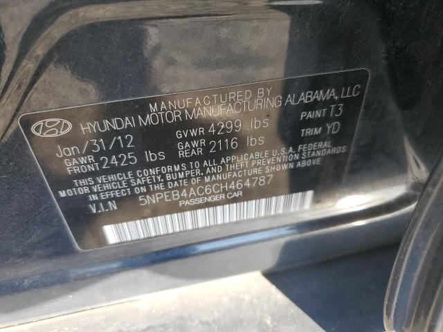 2012 Hyundai Sonata Gls VIN: 5NPEB4AC6CH464787 Lot: 51084404