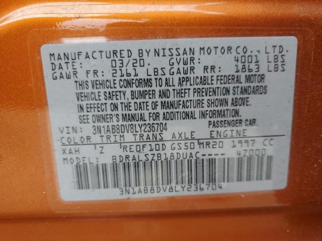 2020 Nissan Sentra Sr VIN: 3N1AB8DV8LY236704 Lot: 39249097