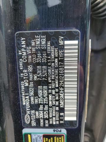 2017 Hyundai Santa Fe Se VIN: KM8SMDHF2HU216817 Lot: 51737224