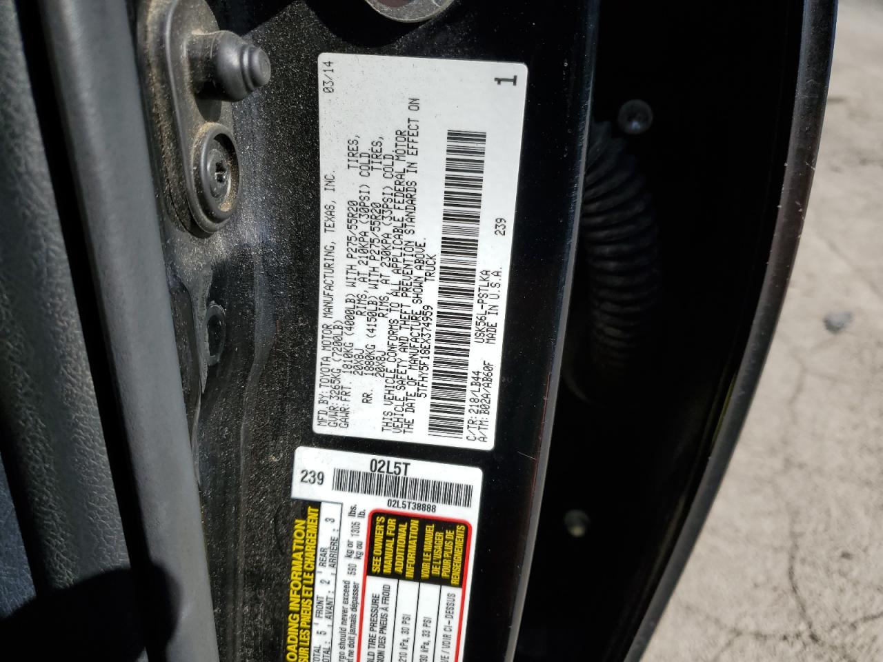 5TFHY5F18EX374959 2014 Toyota Tundra Crewmax Limited