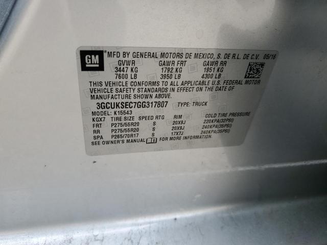 2016 Chevrolet Silverado K1500 Ltz VIN: 3GCUKSEC7GG317807 Lot: 51246664