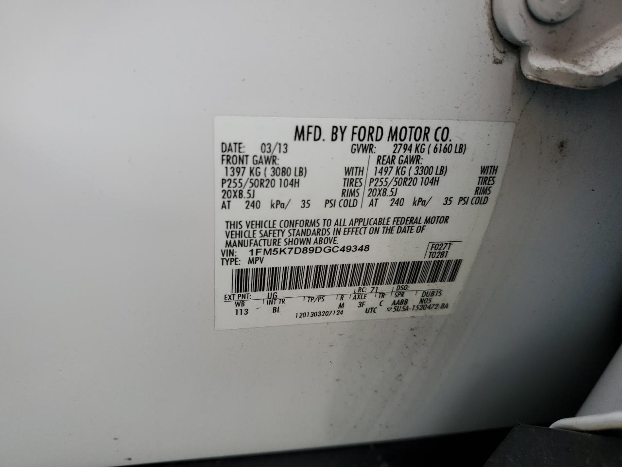 1FM5K7D89DGC49348 2013 Ford Explorer Xlt