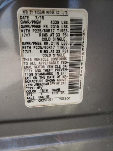 2015 Nissan Rogue Select S VIN: JN8AS5MT2FW161248 Lot: 49423234