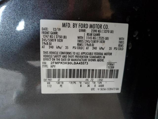 2020 Ford Edge Titanium VIN: 2FMPK3K90LBA45573 Lot: 51483664