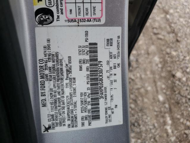 2012 Ford Fusion Sel VIN: 3FAHP0JG8CR307579 Lot: 51916934