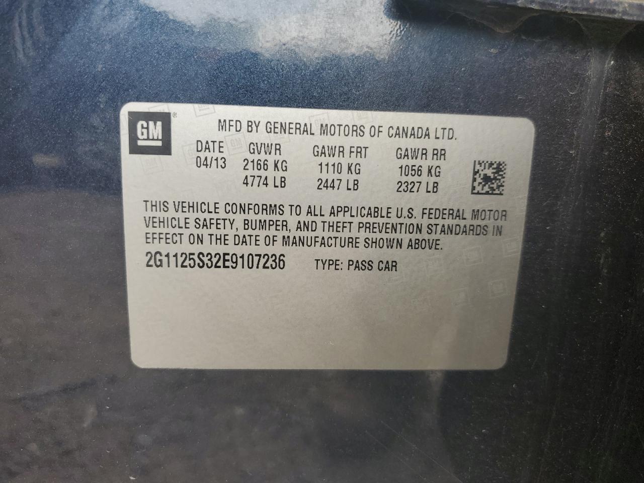 2G1125S32E9107236 2014 Chevrolet Impala Lt