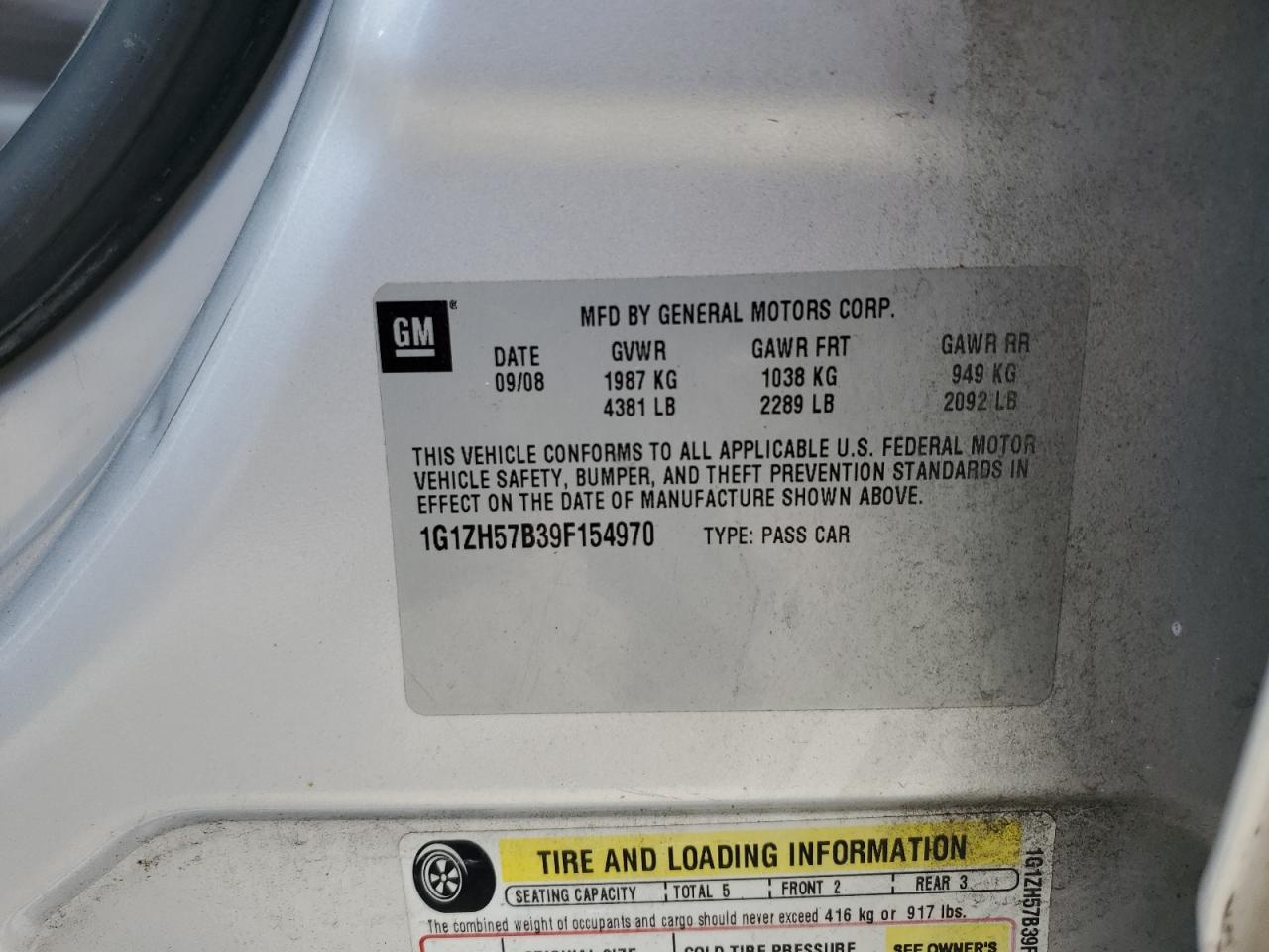 1G1ZH57B39F154970 2009 Chevrolet Malibu 1Lt