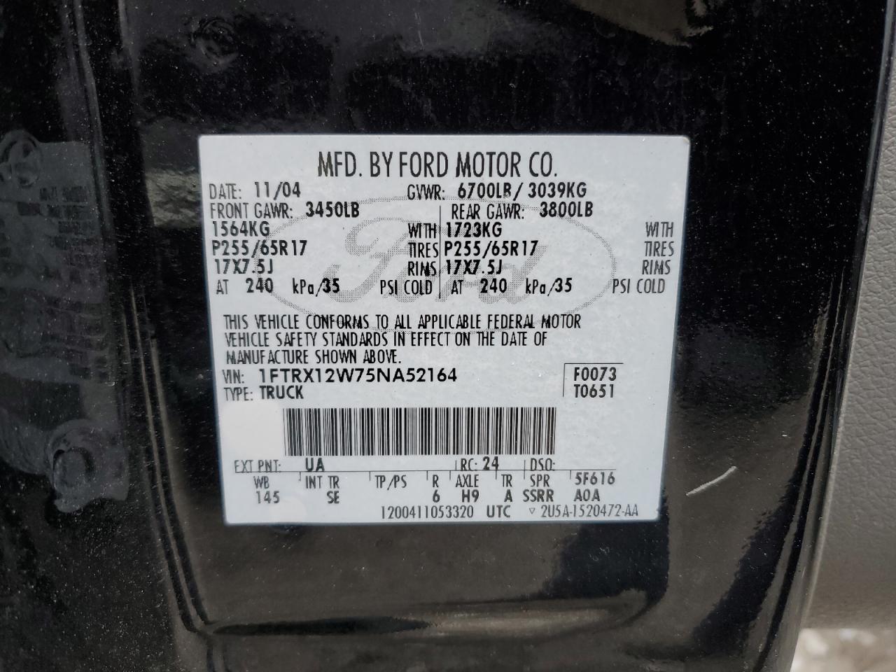 1FTRX12W75NA52164 2005 Ford F150