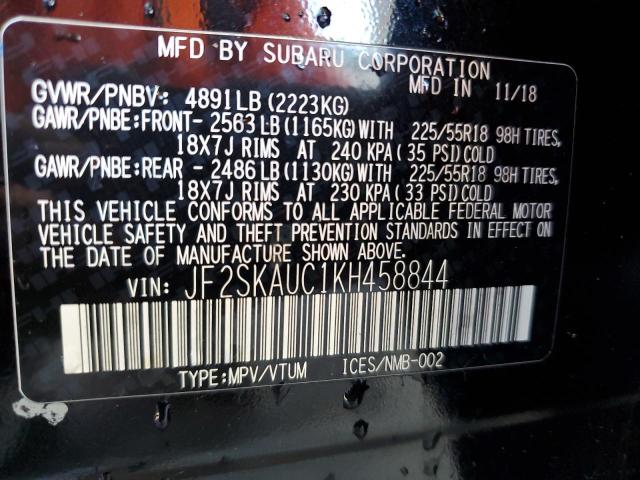 2019 Subaru Forester Limited VIN: JF2SKAUC1KH458844 Lot: 51931154