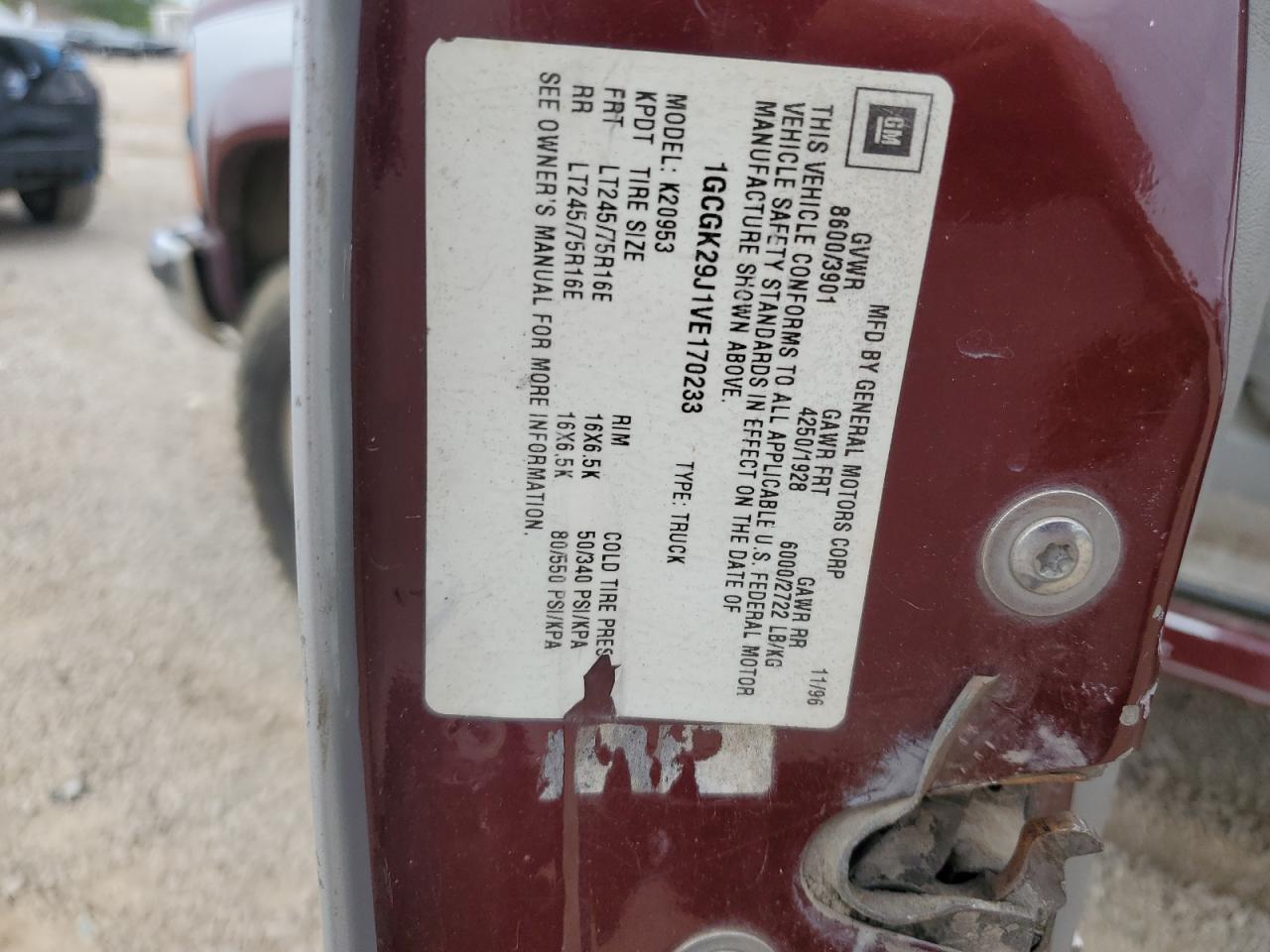 1GCGK29J1VE170233 1997 Chevrolet Gmt-400 K2500