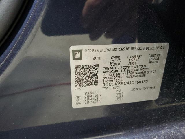 2018 Chevrolet Silverado K1500 Ltz VIN: 3GCUKSEC4JG450130 Lot: 52389904