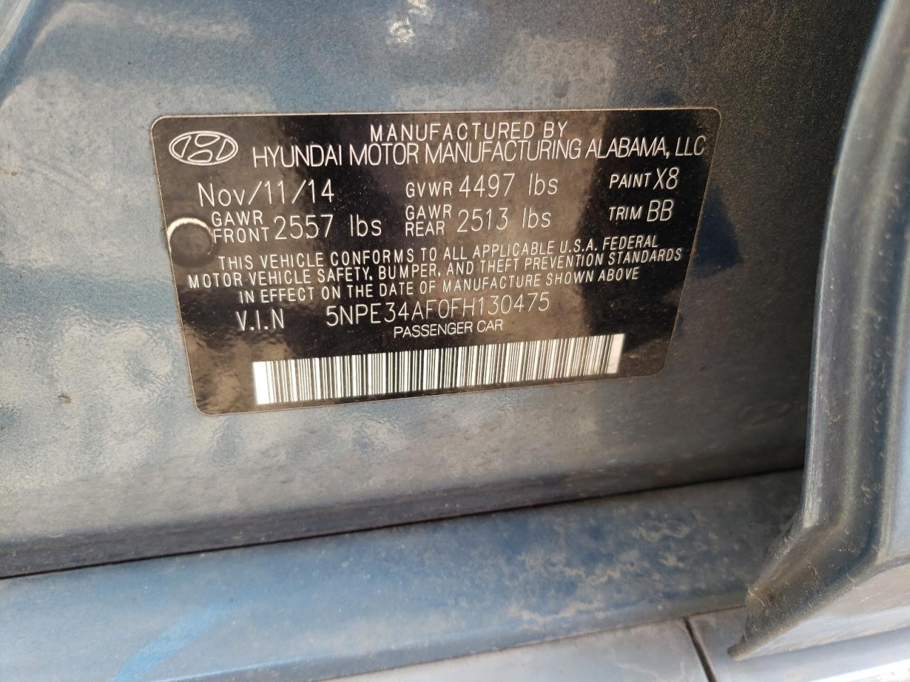 5NPE34AF0FH130475 2015 Hyundai Sonata Sport